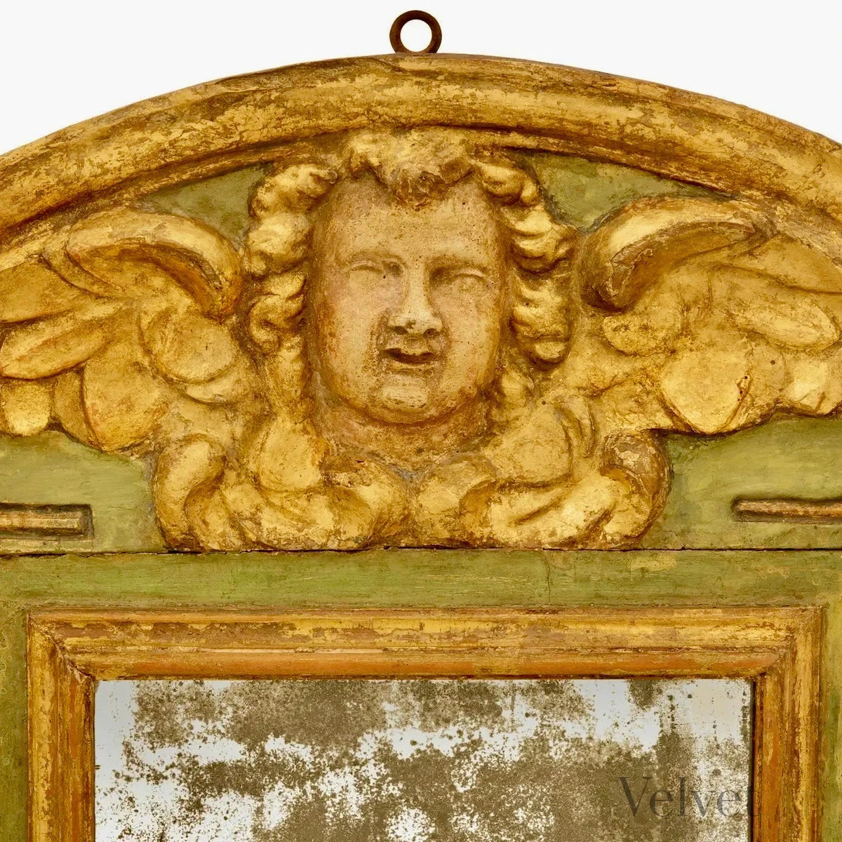 Espejo Barroco Italiano de Madera Patinada y Giltwood del Siglo XVIII – vista 3 de 6