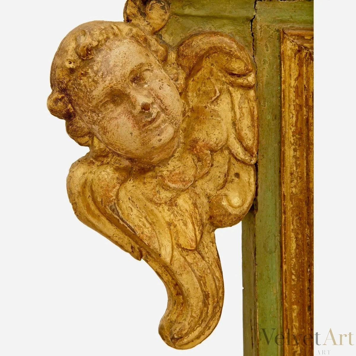 Espejo Barroco Italiano de Madera Patinada y Giltwood del Siglo XVIII – vista 4 de 6
