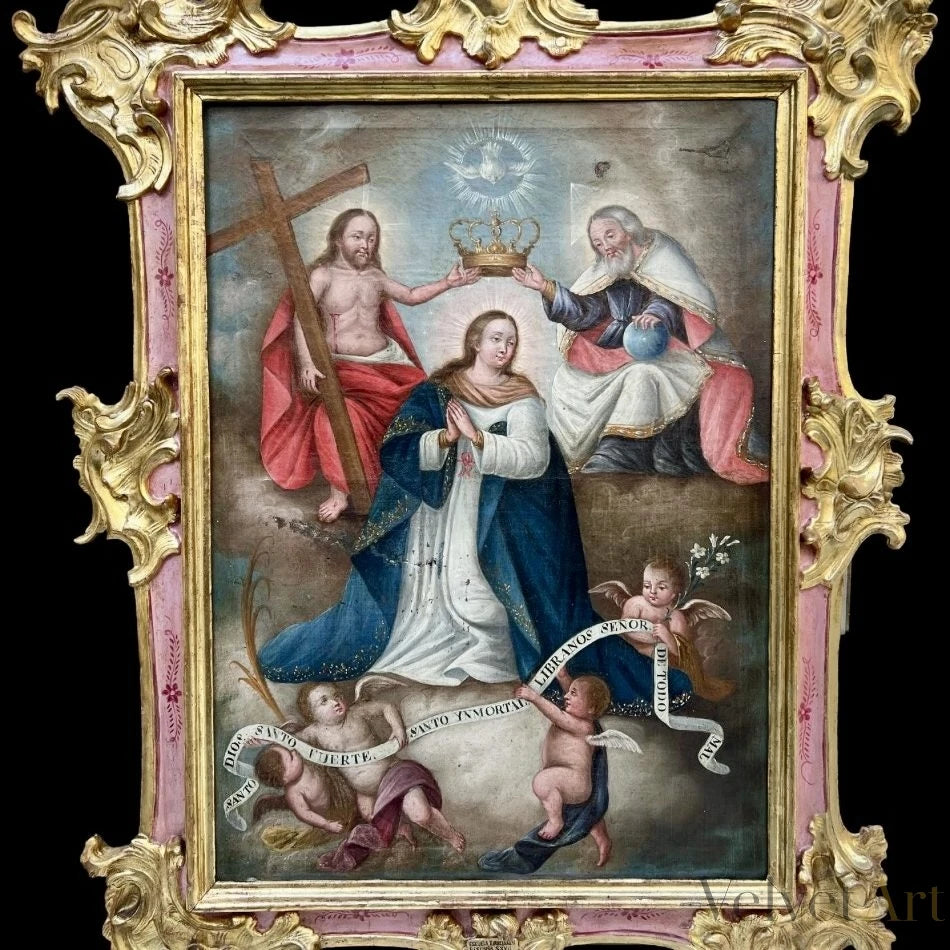 La Coronación de la Virgen | Escuela Virreinal Siglo XVIII
