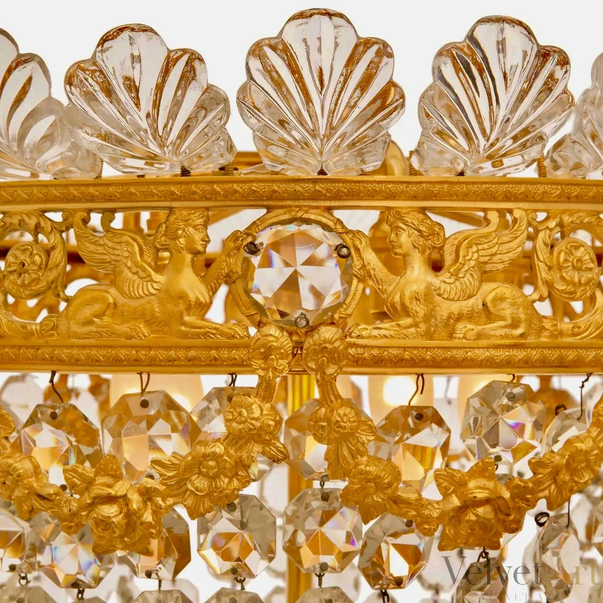 Araña Francesa de Ormolu y Cristal, Plafonnier Estilo Luis XVI del Siglo XIX – vista 3 de 5