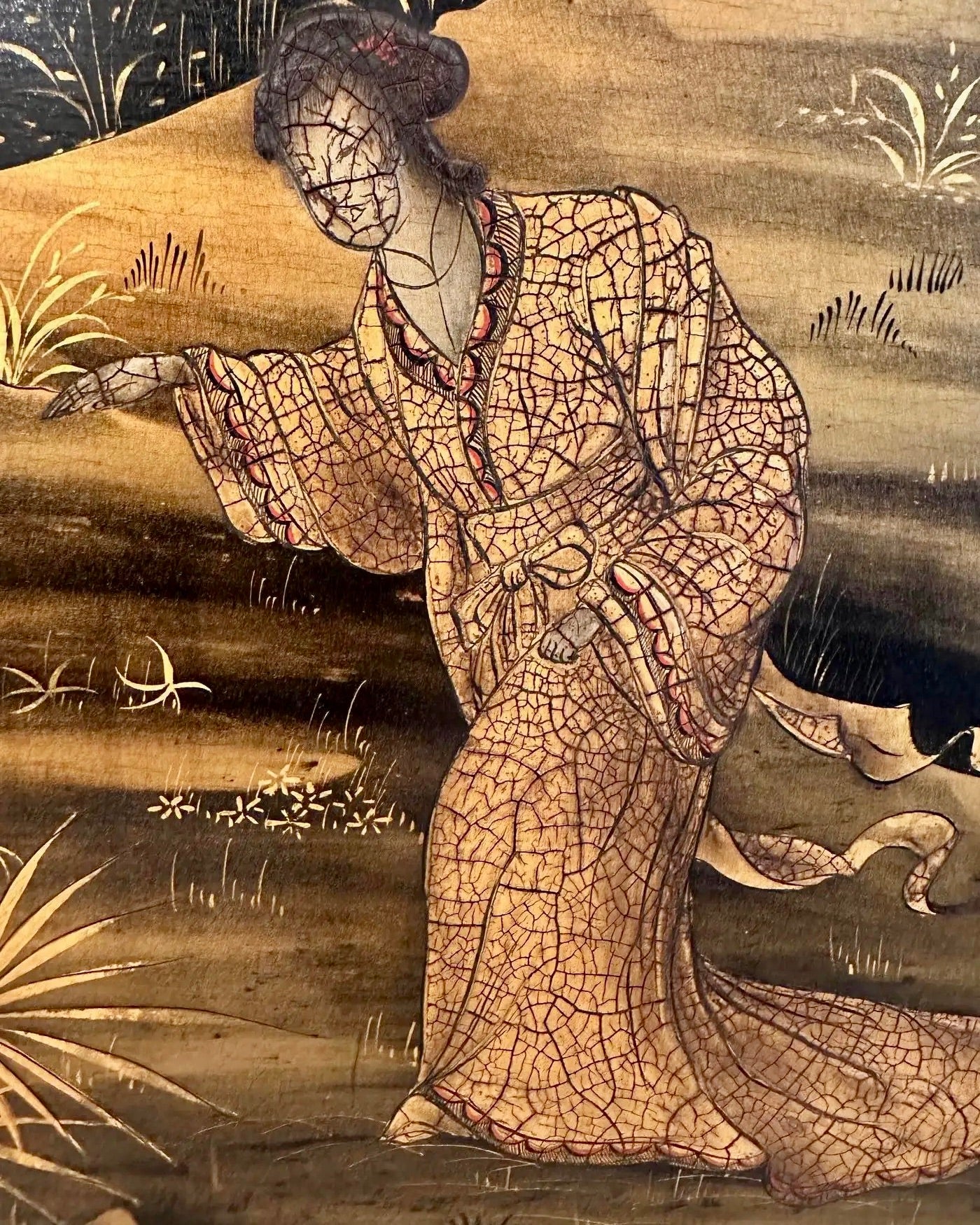 Espejo Chino Pintado a Mano del Siglo XIX