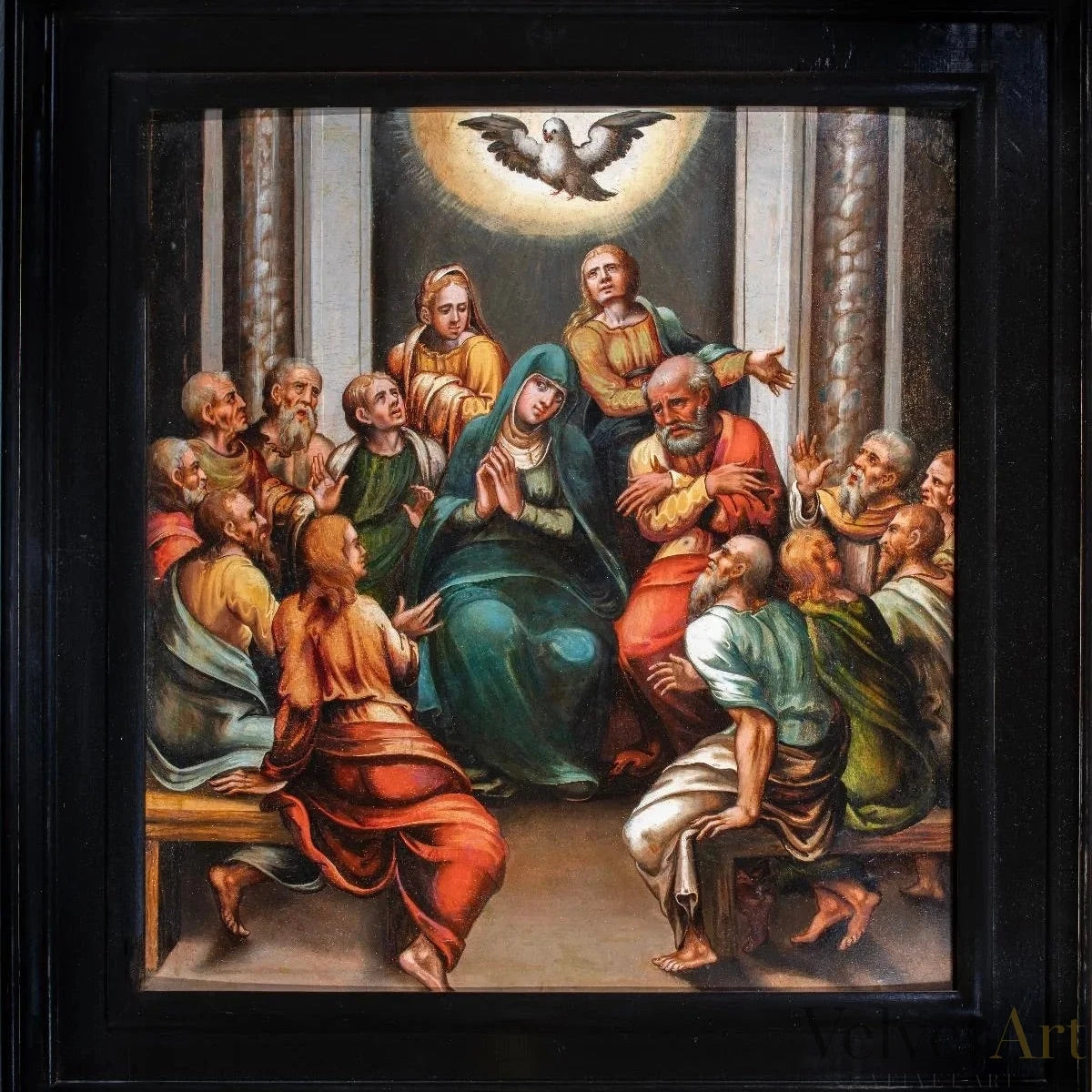 Pentecostés, Escuela Española Siglo XVI, Óleo sobre Lienzo
