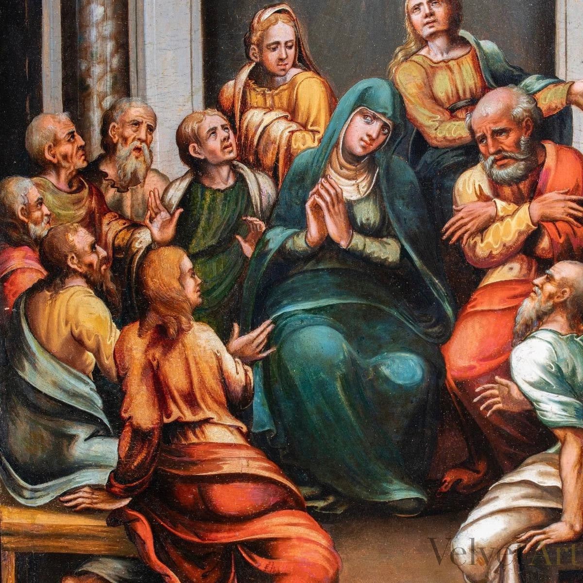 Pentecostés, Escuela Española Siglo XVI, Óleo sobre Lienzo – vista 3 de 4