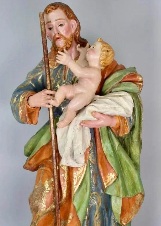 San José con el Niño, Escultura de Madera Policromada, Escuela Española Siglo XVIII – vista 12 de 12