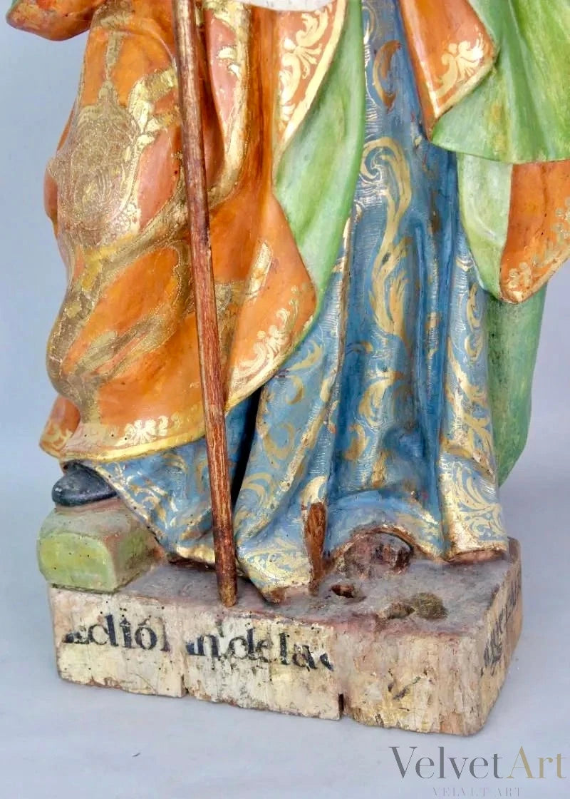 San José con el Niño, Escultura de Madera Policromada, Escuela Española Siglo XVIII – vista 11 de 12