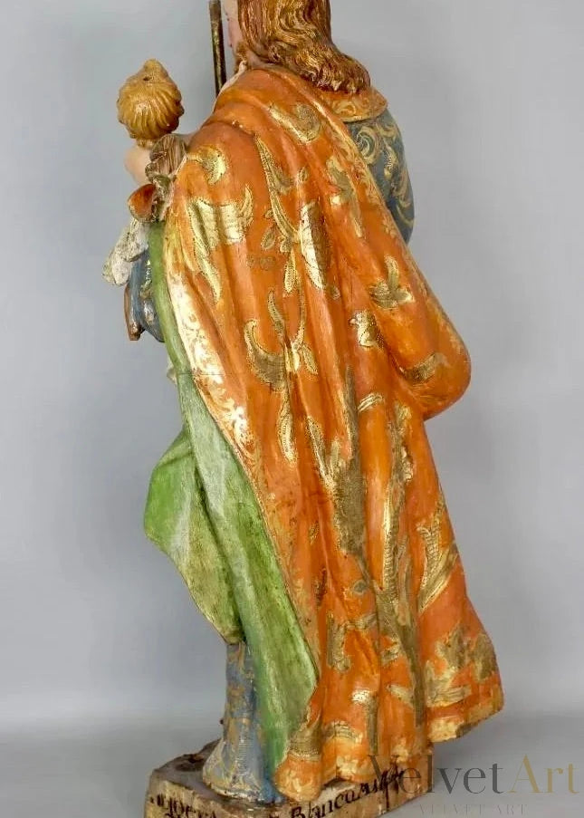 San José con el Niño, Escultura de Madera Policromada, Escuela Española Siglo XVIII – vista 8 de 12
