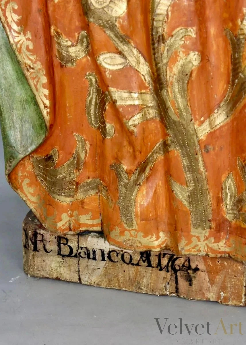 San José con el Niño, Escultura de Madera Policromada, Escuela Española Siglo XVIII – vista 6 de 12