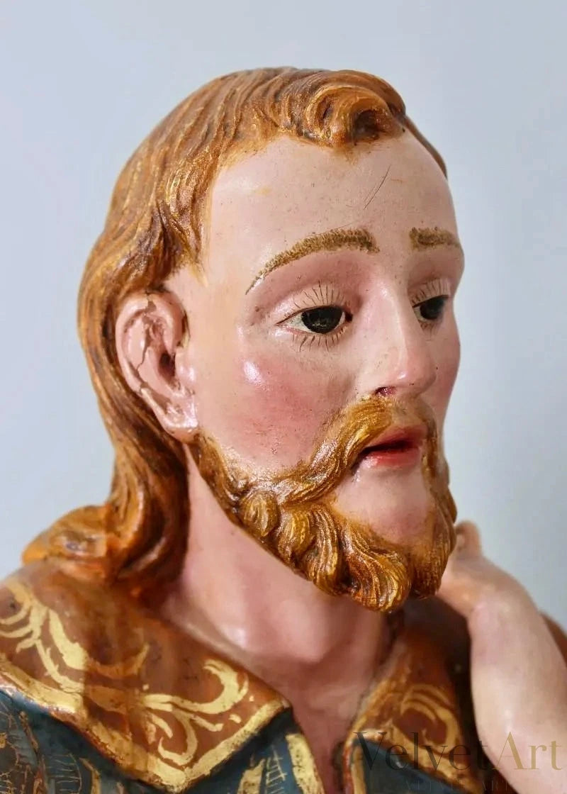 San José con el Niño, Escultura de Madera Policromada, Escuela Española Siglo XVIII – vista 4 de 12