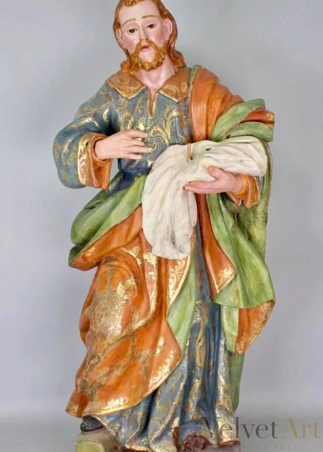 San José con el Niño, Escultura de Madera Policromada, Escuela Española Siglo XVIII – vista 2 de 12