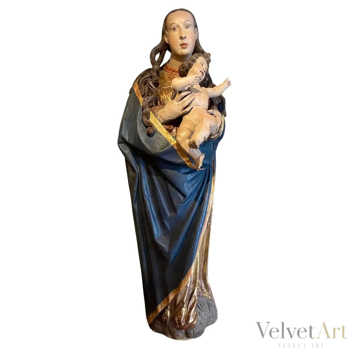 Talla Renacentista Policromada Virgen con el Niño, Tirol, Siglo XVI