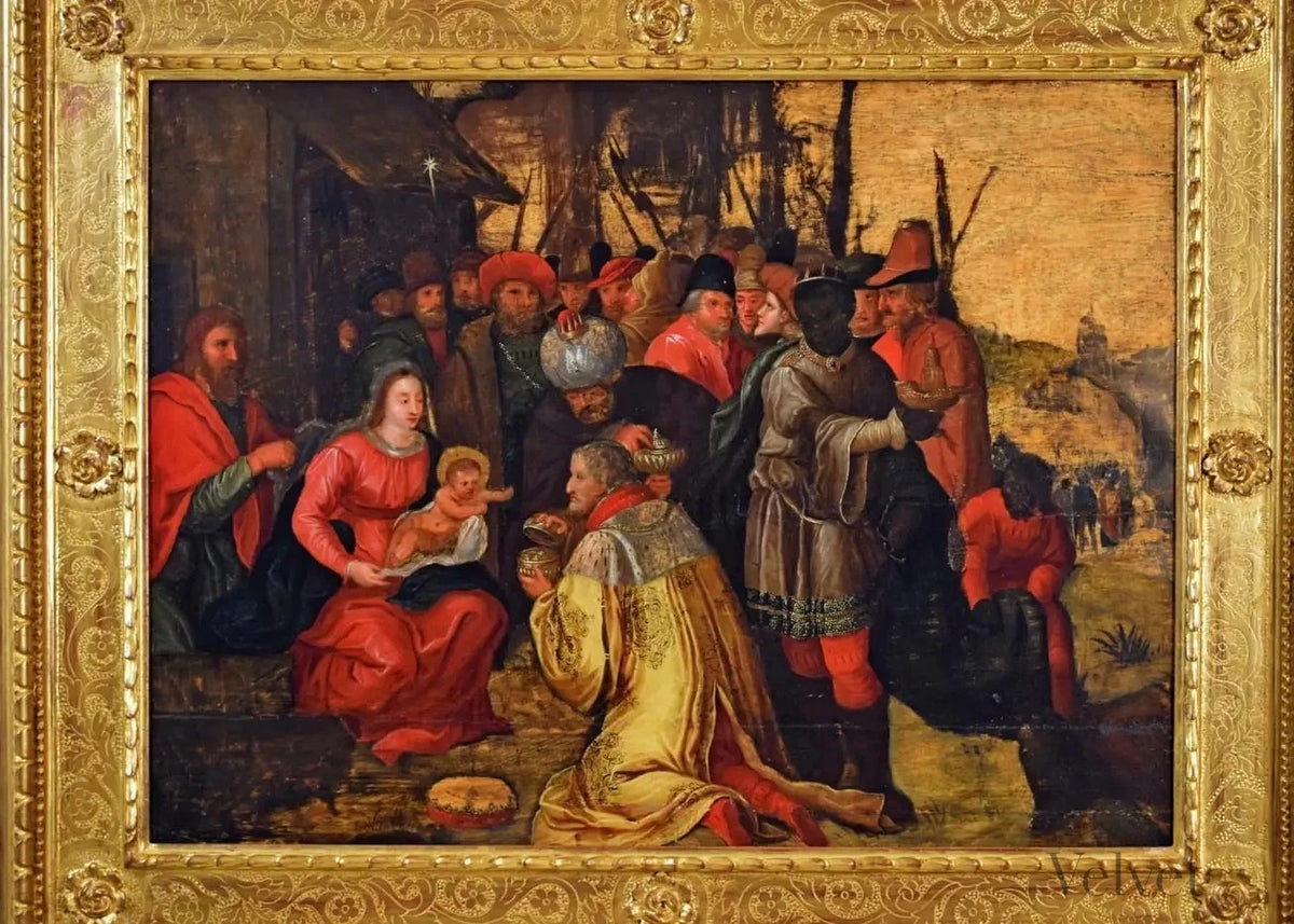 Frans Francken III, Adoración de los Magos, Óleo sobre tabla con fondo dorado, Siglo XVII – vista 2 de 7