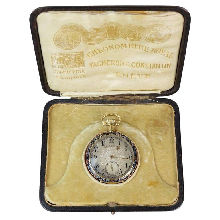 Reloj de bolsillo esmaltado y pintado sobre metal, ejemplo de lujo portátil antiguo