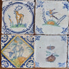 12 Azulejos Holandeses Policromados de Delft – Siglo XVII, 13 x 13 cm