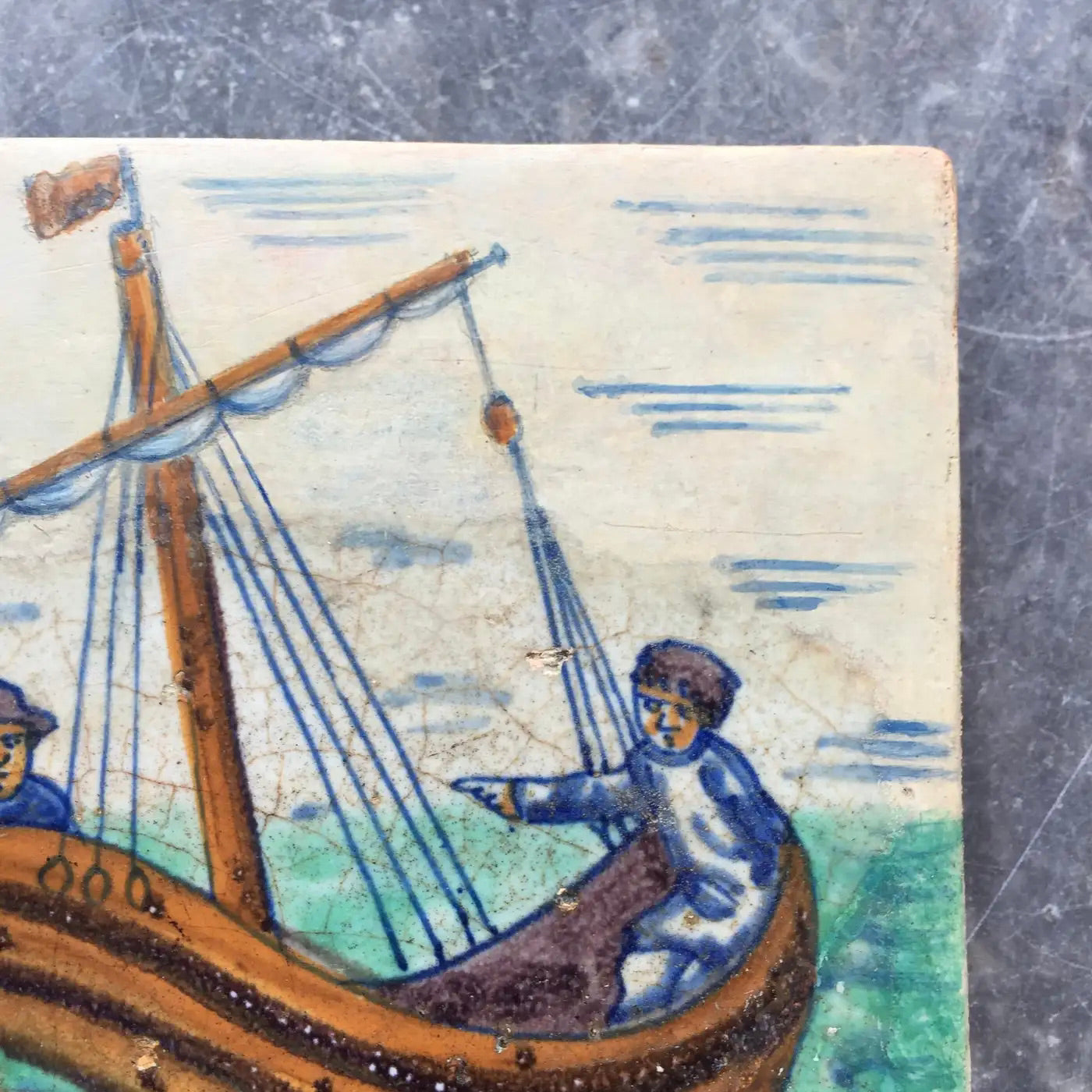 Azulejo Rotterdammer con velero | Claes Wijtmans, Países Bajos, 1615