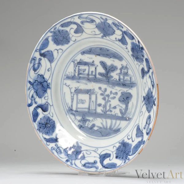 Plato de Porcelana China Ming | Casa Europea, 1635-1650