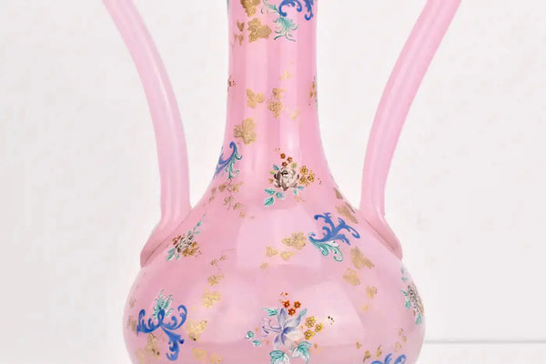 Jarrón de Cristal de Moser Esmaltado de Ópalo Bohemio, 1860