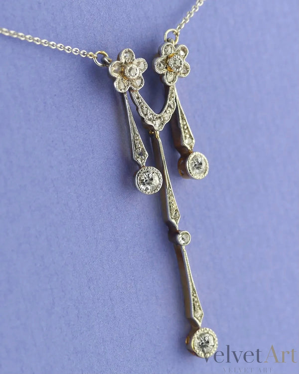 Colgante Doble Eduardiano de Diamantes, Oro y Platino | Reino Unido, 1910