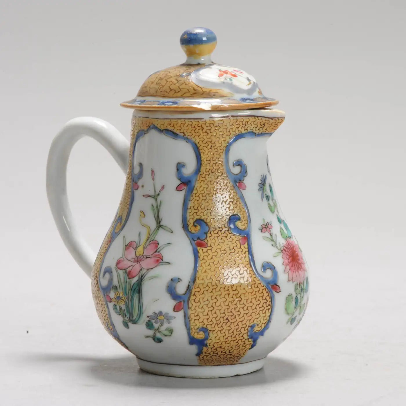 Cremera Té Porcelana China Amarilla y Azul del Siglo XVIII