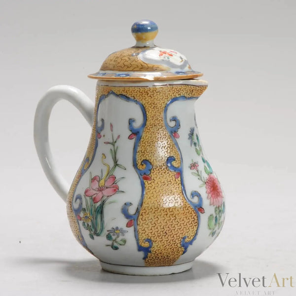 Cremera Té Porcelana China Amarilla y Azul del Siglo XVIII