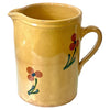 Jarra Francesa de Terracota Vidriada Color Crema con Flores Siglo XIX