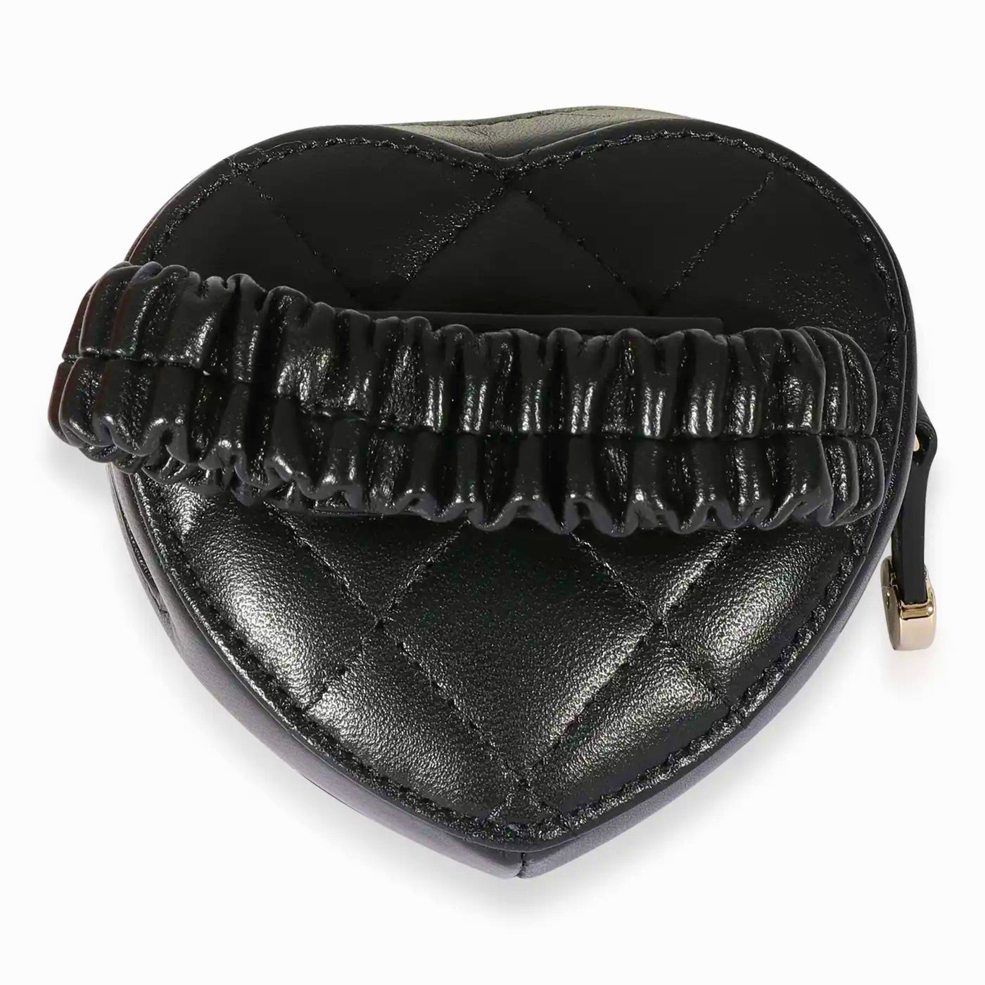 Chanel | Monedero Negro Acolchado de Piel con Forma de Corazón