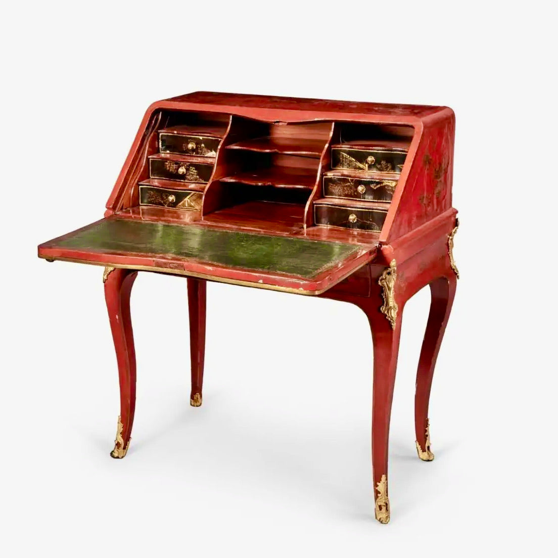 Escritorio Pierre Migeon Chinoiserie Roja Luis XV, 1740