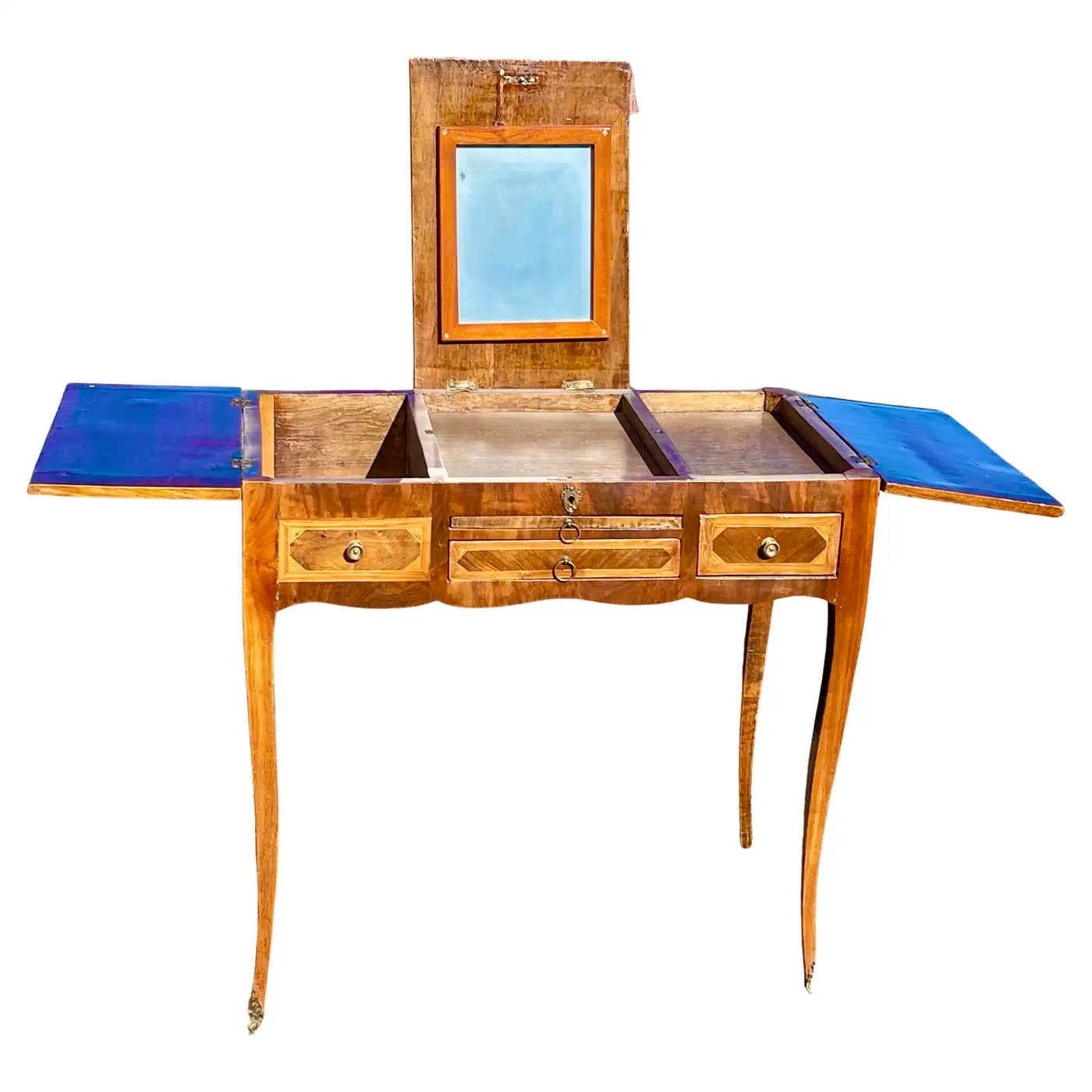 Tocador Francés Luis XV en Marquetería de Tulipwood, Francia, 1850