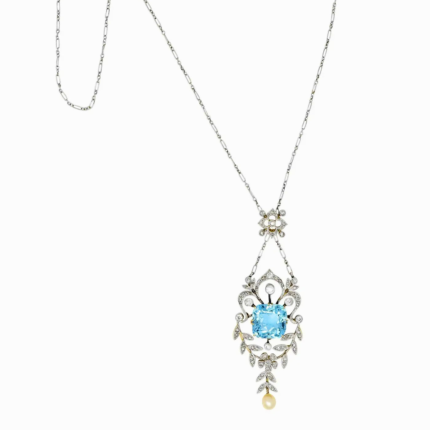 Collar Eduardiano de Perla y Aquamarina de 1910
