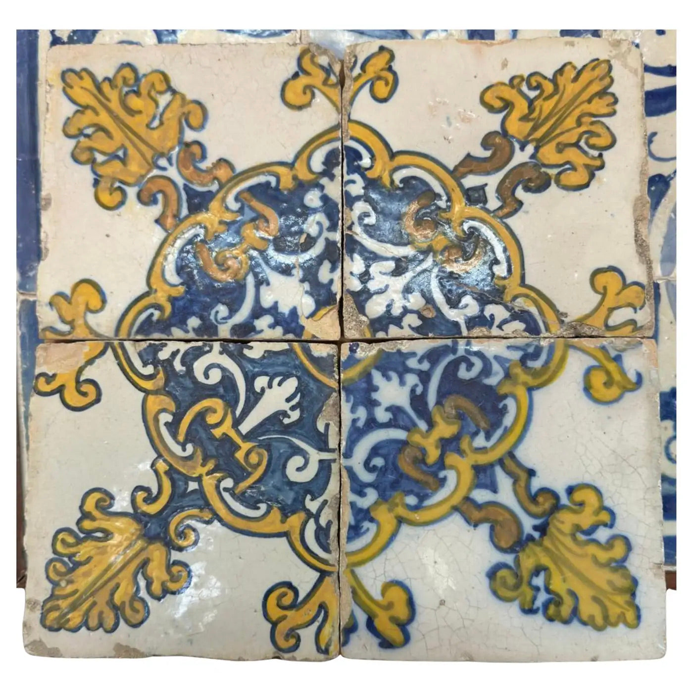 Cuatro Azulejos Barrocos Portugueses | Siglo XVII | 1630–1680
