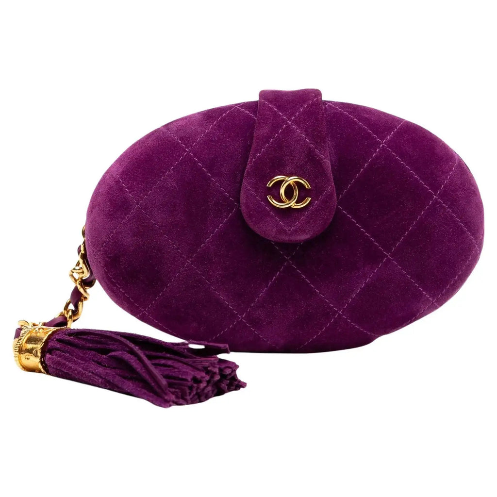 Bolso Chanel de Mano de Ante Púrpura de 1994