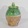 Jarra Aguamanil de Terracota Francesa Vidriada en Color Verde del Siglo XIX