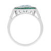 Anillo Hexágono Esmeralda y Aguamarina
