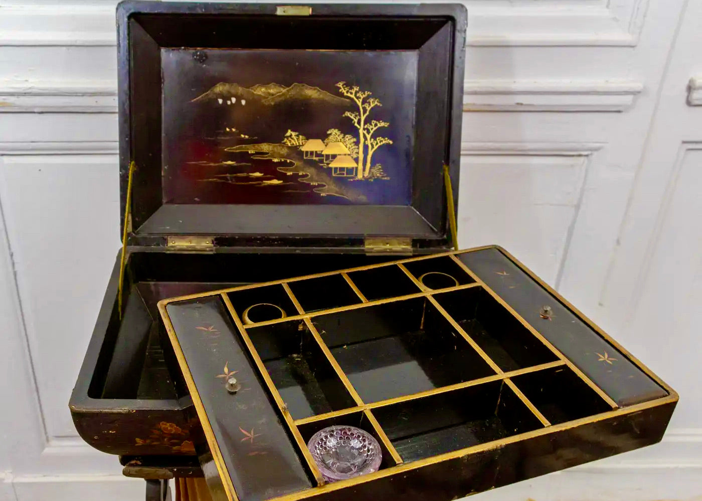 Mesa de Costura Acordeón Chinoiserie | Francia, 1850