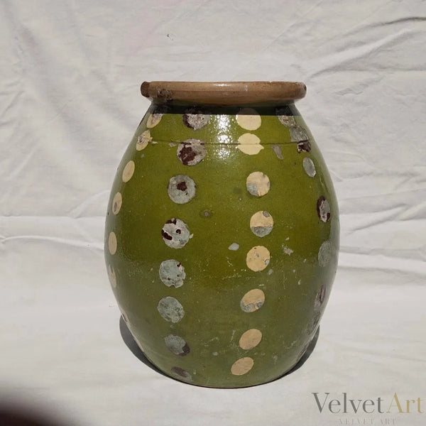 Jarra de Leche Húngara Esmaltada en Verde, 1910