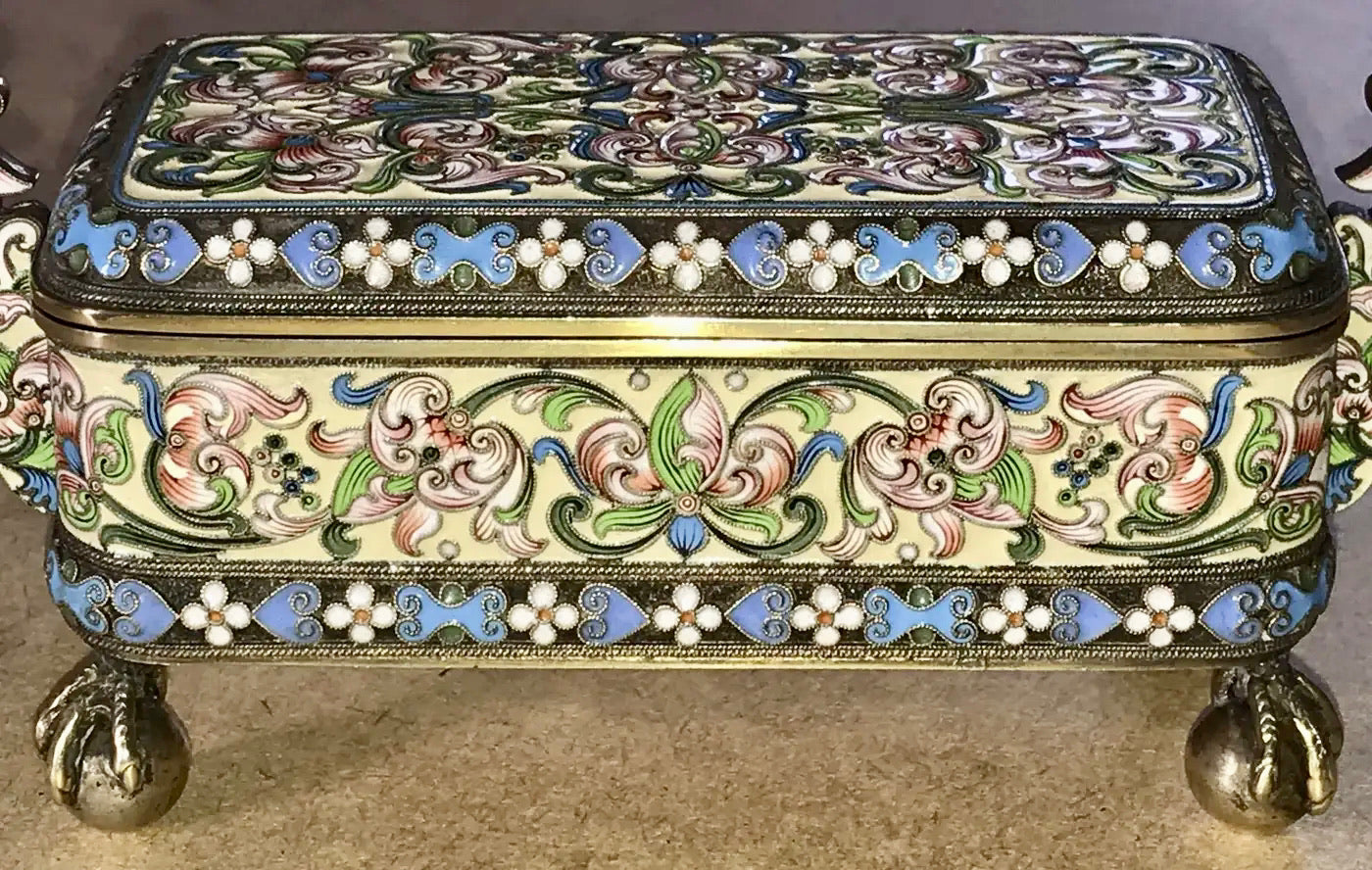 Cofre de esmalte Cloisonné de Rusia Imperial, 1850