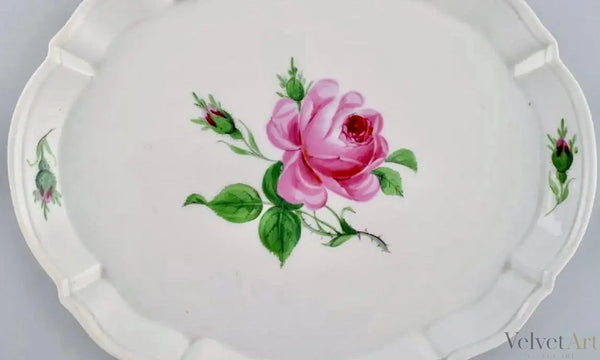 Bandeja de Porcelana con Rosa | Meissen | Alemania, 1920