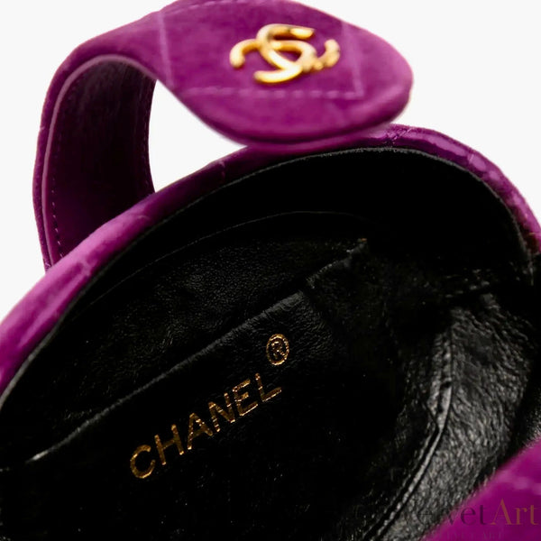 Bolso Chanel de Mano de Ante Púrpura de 1994