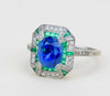 Anillo Eduardiano Zafiro, Diamante y Esmeralda, 1910