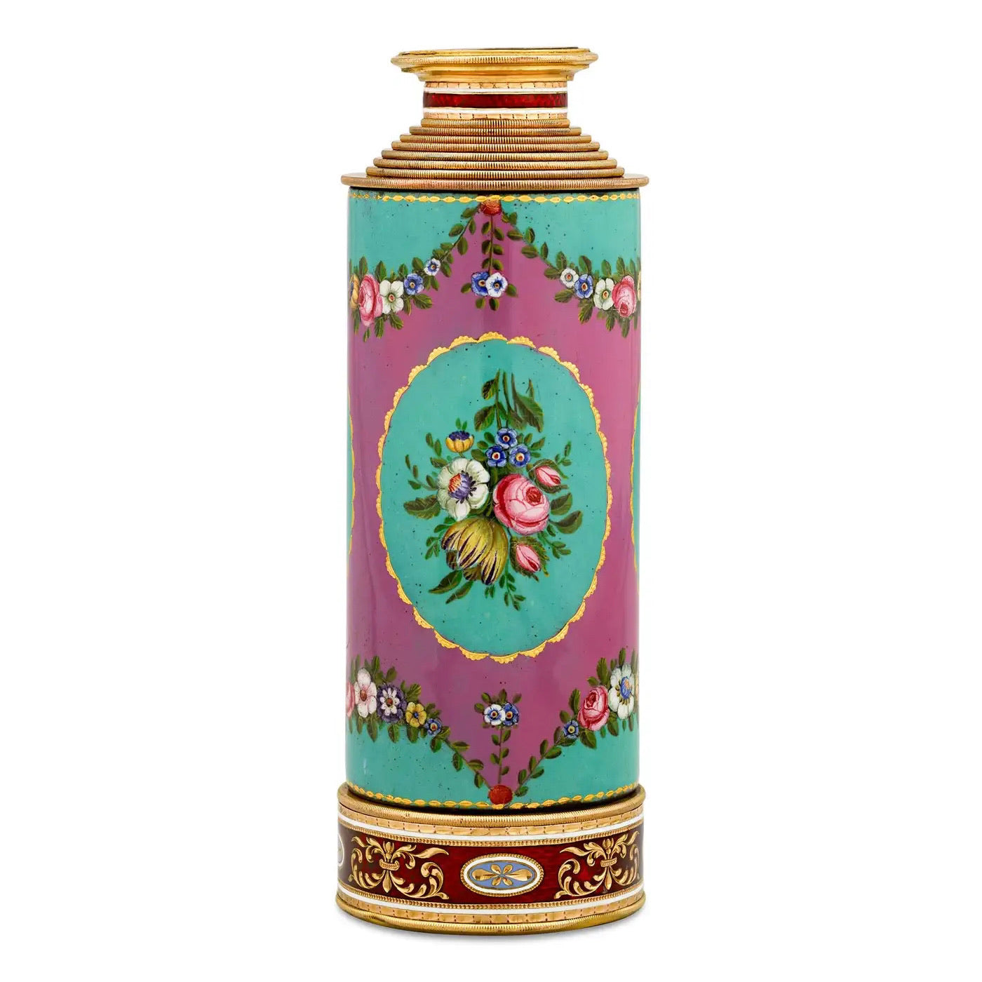 Antiguo Telescopio Suizo de Esmalte y Oro de 1820