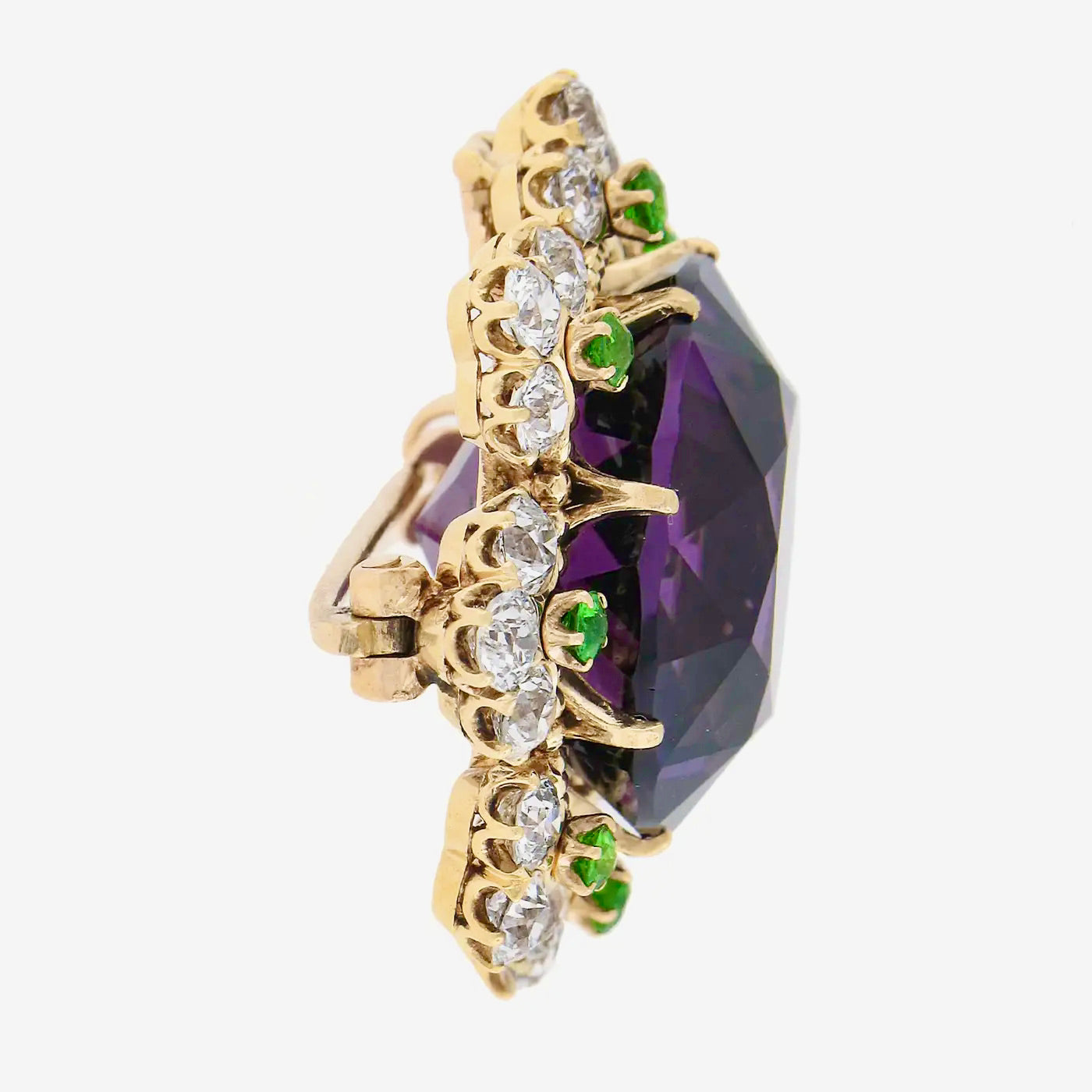 Broche Colgante Victoriano de Oro, Amatista y Brillantes de 1890