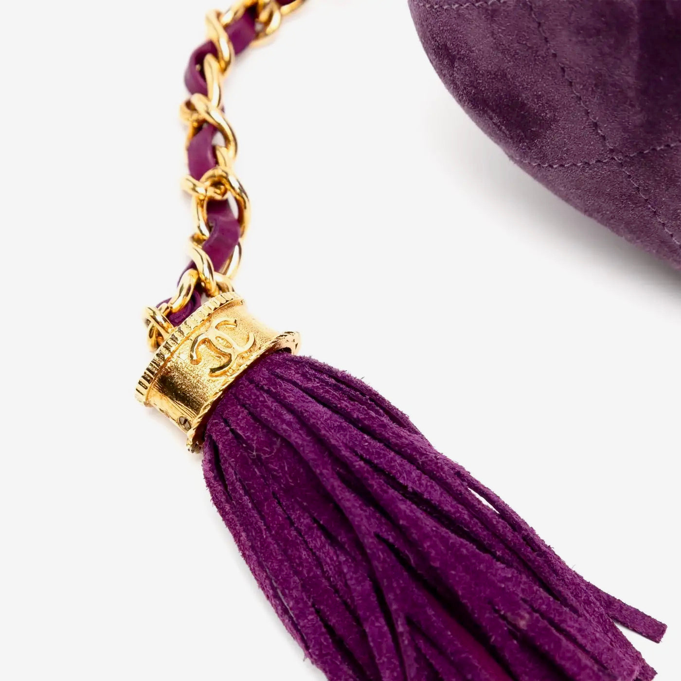 Bolso Chanel de Mano de Ante Púrpura de 1994