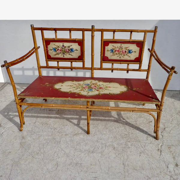 Sofá de Bambú Estilo Eastlake | Artesanía Norteamericana de Finales del Siglo XIX