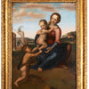 La Virgen con el Niño y San Juan Bautista: Pintura Italiana del Siglo XVII Inspirada en Franciabigio