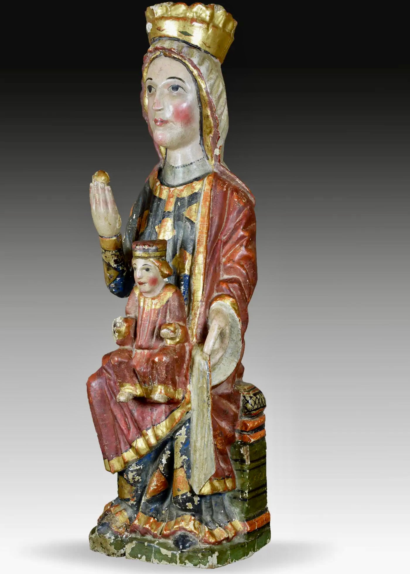 Virgen con Niño | Talla de Madera Policromada | Escuela Española | Siglo XIII