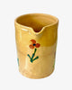 Jarra Francesa de Terracota Vidriada Color Crema con Flores Siglo XIX