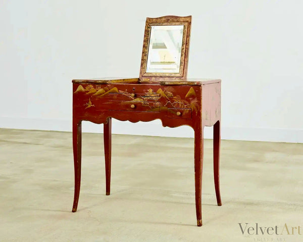 Tocador inglés Queen Anne con Laca Chinoiserie, siglo XIX