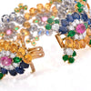 Pulsera en Racimo Floral de Platino. Zafiro y Diamante