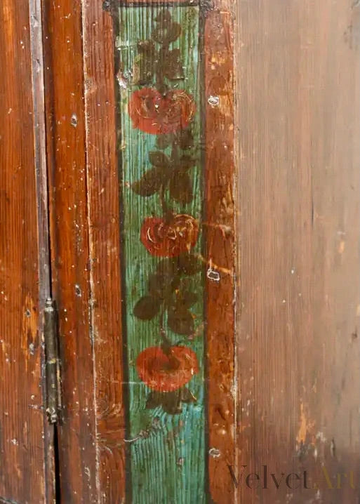 Kas holandesa pintada del siglo XIX con flores y pintura original