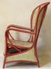 Gran Sillón de Mimbre Pintado con Respaldo Alado, 1920
