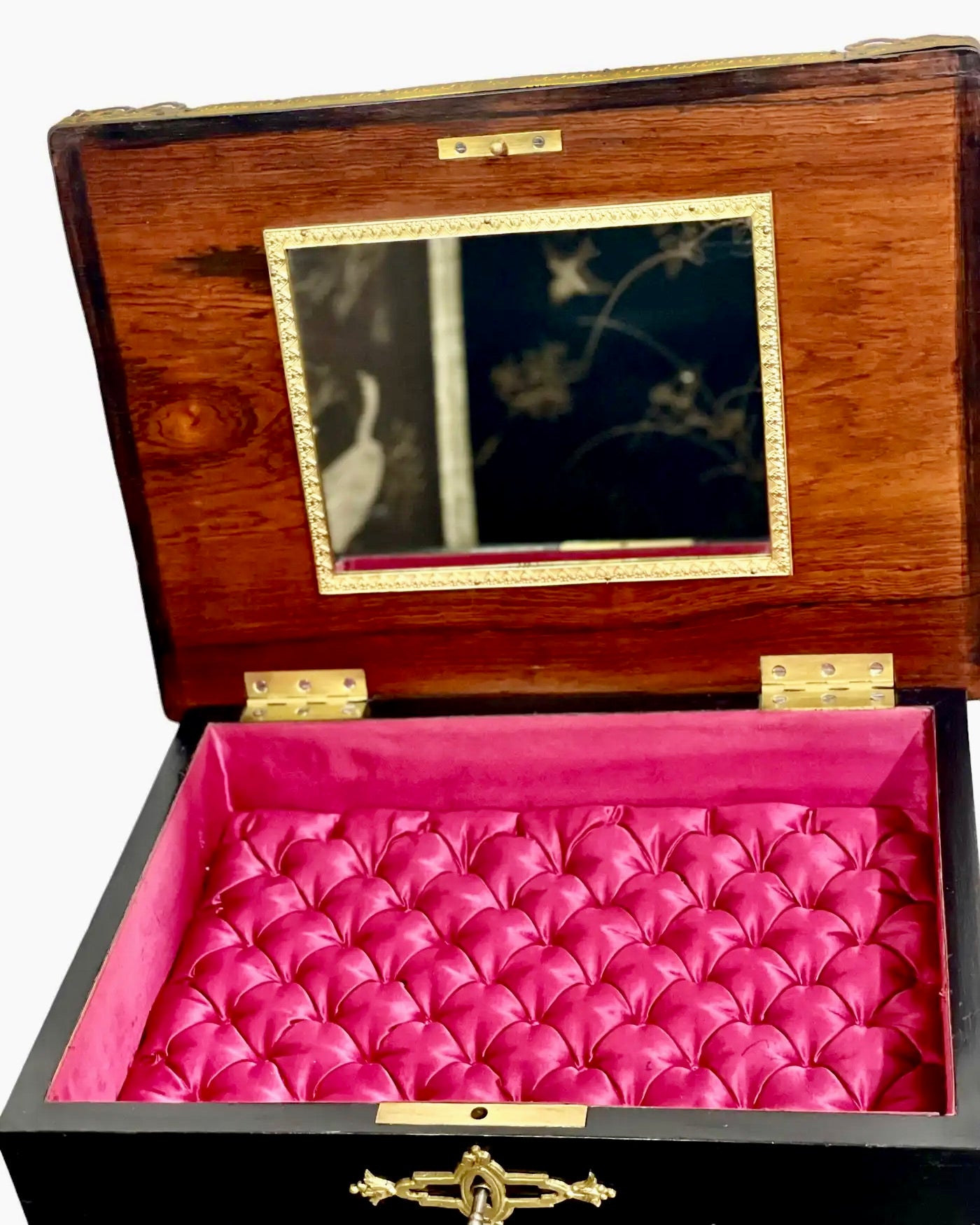 Tocador Napoleón III con Incrustaciones y Terciopelo Rosa, Francia, 1880
